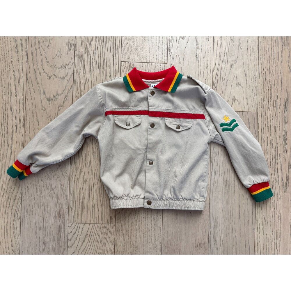 Vintage Carters Made in USA Military Chevron Star Jacket - Beige 4T